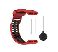 ZYNCUE Cinturino per smartwatch Polar V800, in silicone, 123 + 74 mm, layout bicolore contro ripetute installazioni (rosso + nero)