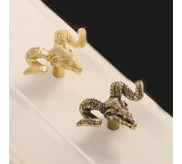 ZYNCUE Maniglia per porta in ottone a testa di pecora, 43 x 29 cm, colore originale/antico, confezione da 2, per decorazione di casa e ufficio