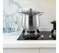 ZYNCUE Pentola per zuppa extra large in acciaio inox 201 con coperchio in vetro resistente al calore per piani cottura a induzione, 22 cm