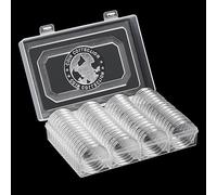 ZYNCUE Portamonete da 41 mm, 60 capsule per monete con rondella in schiuma, scatola trasparente per monete da collezione per commemorativi, kit da 12 sacchetti per la polvere