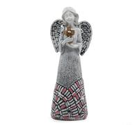 ZYNCUE Statua da giardino a forma di angelo a forma di croce, in resina, resistente alle intemperie, con luce solare integrata, per cortile, prato, terrazza
