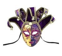 Zynflow Maschera veneziana in maschera, maschera da Joker, maschera da giullare, accessorio per feste in costume per feste Holloween, viola