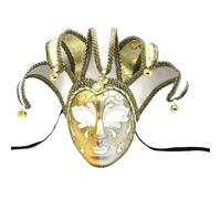 Zynflow Maschera veneziana in maschera, maschera da Joker, maschera da giullare, accessorio per feste in costume per feste Holloween, colore bianco