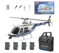 Zynflow RC ERA C138 - Elicottero radiocomandato per adulti, scala 1/30 Bell 206, con mantenimento dell'altitudine, flusso ottico e giroscopio a 6 assi, decollo/atterraggio con una chiave, colore: blu