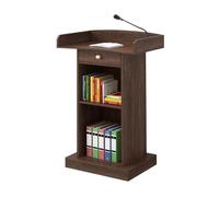 Zynqra Podio in Legno Leggio con Cassetto,Ampio Piano di Lavoro. Ideale per Conferenze, Chiese, Aule e Eventi. Due Colori Disponibili.(Dark Oak)