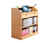 Zynqra Podio, Leggio, Pulpito Conferenze, 4 Piani, 2 Scomparti, con 2 cassetto,Tavolo Presentazioni, Scrivania Discorsi Pubblici, Aula, 80 * 40 * 105cm(Oak Color)