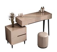 Zynqra Toeletta Trucco, comodino, cassetti, sgabello, ampio piano del tavolo, legno, regolabile, scrivania, stile moderno, marrone caffè, toletta for camera da letto(100)