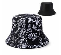 ZYNTAVA Cappello da pescatore reversibile, con stampa bianca e nera su entrambi i lati, cappello da pescatore leggero per uomini e donne, per viaggi all'aperto, adatto per 56-58 cm
