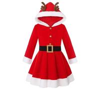 Zyntora Costume da Babbo Natale | Simpatico vestito cosplay natalizio rosso per ragazze 3 ai 15 anni - Le ragazze di Natale si vestono per feste, spettacoli, balli studenteschi, banchetti