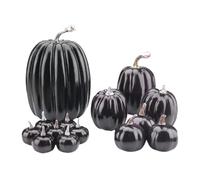 Zyntora Zucche Artificiali Nere,Grandi Dimensioni Miste Decorazioni Autunnali Artificiali 14 Pezzi - Centrotavola Mensola Cucina Stagionale Festa Ringraziamento Halloween Caduta