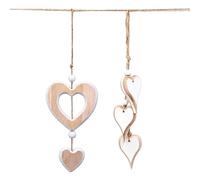 ZYOMVUN 2 Pezzi Pendenti Cuori Legno, Ornamenti Ciondoli Decorazioni Cuore da Appendere per Casa Finestra Regalo Artigianato Fai da Te, romantici cuori in legno, decorazione esterna