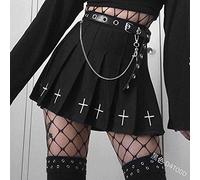 ZYONG Black Woman Gonne Gonne Alta Mini Gothic Lolita Gonna Summer Streetwear College Grils Harajuku Cross Stampa Gonna Pieghetta
