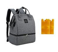 Zyorenc Zaino Mamma Borsa Termica per Biberon PortaBiberon Isotermico Zaino Impermeabile, 2 Pacchi di Ghiaccio inclusi (Grigio)