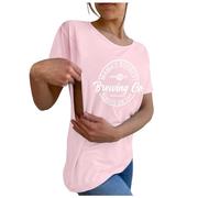ZYPAINIY Donna Maglietta Top Maglia da Allattamento Manica Corta Gravidanza T-Shirt con cerniera Vestiti Premaman Eleganti Magliette Estivi Mama's Boobery Always On Tap Shirt