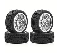 ZYPMoTo 10pcs 1 10 RC Rall Run con Pneumatici in Gomma da 12 mm su Pneumatici in Gomma stradali compatibili con XV01 XV02 TA06 TT01 TT02 TT02M TT02R TT02S TT02T PTG2(Silver)