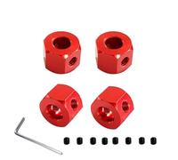 ZYPMoTo 4pcs da 5 mm a 12 mm Adattatore per della Ruota Esagonale Compatibile con Modelli di Auto RC D12 C14 C24 B14 B16 mn D91 Parti di Upgrade 4pcs da 5 mm a 12 mm Combiner Metallico(Red)