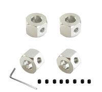 ZYPMoTo 4pcs da 5 mm a 12 mm Adattatore per della Ruota Esagonale Compatibile con Modelli di Auto RC D12 C14 C24 B14 B16 mn D91 Parti di Upgrade 4pcs da 5 mm a 12 mm Combiner Metallico(White)