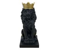Zyqixluk Statua del Re Leone con Corona da 5,7'' di Altezza, Scultura in Resina di Leone, Decorazione in Resina di Leone per Ufficio, scrivania, Soggiorno, armadi, libreria, Regali per Uomini,Nero