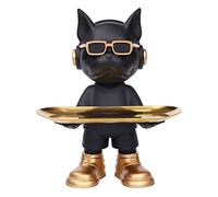 Zyqixluk Statua di Bulldog Francese Decorazioni per la casa Moderne Scultura di Animali Statue di Cani in Resina Statua di maggiordomo di Cani con Vassoio Sculture Decorative del Bulldog,A1