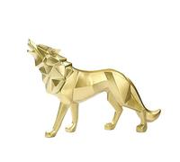 Zyqixluk Statua di Lupo in Resina Scultura,Astratta Sculture, per la casa Statue, di Animali Moderna Decorazione Geometrica per la casa Figurina Centrotavola Ornamenti per Il Soggiorno,d'oro
