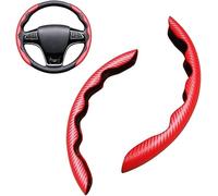 ZYSHJ 2 Pezzi Auto Coprivolante per BYD Song Tang Yuan QIN QIN PRO 2015-2025, Antiscivolo Traspirante Carbonio Coprivolante, Copertura Protettiva Volante,Red
