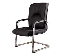ZYSKABQ Elegante sedia da ospite in vetro in vetro in pelle nera con braccioli per sala riunioni o sala d'attesa comoda da scrivania con base a slitta Octopus feet