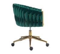 ZYSKABQ Lussuosa sedia da compito girevole in velluto verde con cornice intrecciata a mano Elegante base in oro ideale per la sala per il trucco della scrivania dell'ufficio Octopus feet