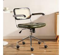 ZYSKABQ MODERNA Home Office Desk con PU in pelle imbottita Chiesa per computer girevole Rattan Mid Back Support Ergonomic Retro Arm Green (18x18x21inch) Octopus feet