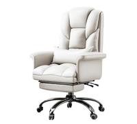 ZYSKABQ Poltrona direzionale moderna con poggiapiedi girevole in pelle PU ergonomica sedia capo regolabile in altezza e rotazione a 360° facile montaggio bianco sporco Octopus feet