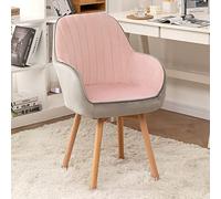 ZYSKABQ Poltrona Mid Century in velluto per scrivania Vanity Sedia da pranzo girevole in legno con comoda seduta imbottita Design moderno e carino Rosa 41x41x87 cm Octopus feet