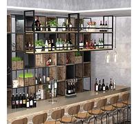 ZYSKABQ Porta di vino appeso - Scaffali galleggianti in ferro battuto in ferro battuto, portaoggetti in legno massiccio montato a parete, supporto per impianti montati a soffitto, griglia per display