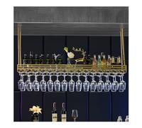ZYSKABQ Porta di vino sospeso con supporto e scaffale in vetro, mini barre di liquori, porta d'alverio a soffitto in metallo regolabile, per bottiglie di vino, piattaforma di vino a portata di ferro