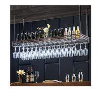 ZYSKABQ Porta di vino sospeso con supporto e scaffale in vetro, mini barre di liquori, porta d'alverio a soffitto in metallo regolabile, per bottiglie di vino, piattaforma di vino a portata di ferro