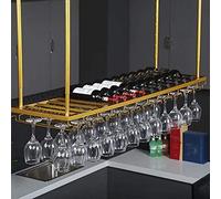 ZYSKABQ Portabolitto del vino Porta di vetro di vetro sospeso Porta del vino in ferro da cucina PROGETTABILE RECCOLO RECCOLO STAME SCAMENTO SCAPRIA SEMPLICE Scaffale a parete semplice, oro, lunghezza