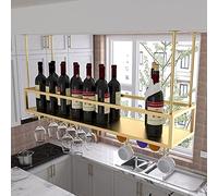 ZYSKABQ Scaffale di vino in metallo soffitto - porta in vetro di vino sotto scaffale, supporto per il display sospeso regolabile di 30-60 cm, ripiani di tubi industriali sospesi, per display vino