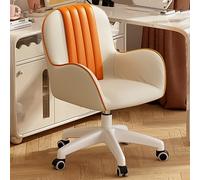 ZYSKABQ Sedia da scrivania in pelle PU con braccioli per ufficio Camera da letto Sedia da lavoro moderna imbottita per giochi per computer Girevole Rolling Vanity Colore beige Octopus feet