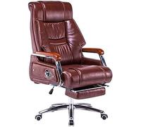 ZYSKABQ Sedia da ufficio esecutivo grande e alto con sedia gestionale in pelle vera per 155 ° per i supporti per il comfort di casa fino a 551,2 libbre rossastro marrone 114 120 * 50cm Octopus feet