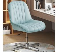 ZYSKABQ Sedia da ufficio moderna senza braccioli con design a gambe incrociate Sedia da toeletta girevole in pelle PU blu Sedie da lavoro ergonomiche per ufficio domestico senza ruote Octopus feet