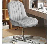 ZYSKABQ Sedia da ufficio moderna senza braccioli con design a gambe incrociate Sedia da toeletta girevole in pelle PU blu Sedie da lavoro ergonomiche per ufficio domestico senza ruote Octopus feet