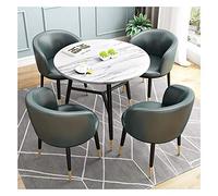 ZYSKABQ Set di tavoli per conferenze moderni per piccoli uffici con tavolo rotondo a 4 sedie per i negoziati di riunioni e panno nero da 90 cm/grigio scuro Octopus feet