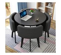 ZYSKABQ Set di tavoli per conferenze moderni per piccoli uffici con tavolo rotondo a 4 sedie per i negoziati di riunioni e panno nero da 90 cm/grigio scuro Octopus feet