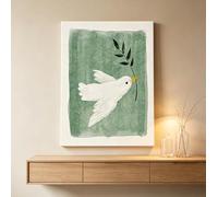 ZYSMDM Quadro su tela verticale con colomba della pace e ramo d'ulivo, stile minimalista, con stampa ad acquerello di uccelli, decorazione per la casa (60x80 cm/senza cornice)