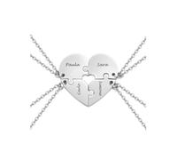 Zysta BFF Collane Amicizia per 4 Migliori Amiche in Acciaio Inox Collane Ciondolo Cuore Spezzato Incisione Nomi Personalizzate Iniziali Collane Distanza Puzzle Divisi per Sorelle Famiglia (Argento)