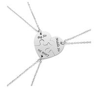 Zysta BFF Collane Nomi Persoanlizzabili per 3 Migliori Amici Collane Amicizia Incisione Personalizzate Iniziali Cuore Spezzato Collana Distanza Puzzle Divisi per Sorelle Compagne (3pz Cuore Argento)