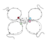 Zysta Bracciale Amicizia per 2/3/4 Migliori Amiche in Acciaio Inox, Puzzle Cuore Ciondolo Portafortuna per Amici, Catena Perline a Strati Personalizzato Incisione Nome (Per 4)