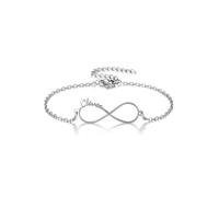Zysta Bracciale Infinito con Nome Personalizzato in Acciaio Inossidabile per Donna Uomo Bracciale Identificativo Ciondolo Infinito Porta 1 Nome Catena Maglie Regalo Amicizia Coppia Famiglia (Argento)