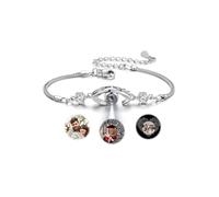 Zysta Bracciale Malocchio Proiezione Personalizzato Foto Immagine per Donna Ragazza Bracciale Ciondolo Occhio Brillante Porta Foto Memoriale Braccialetto Catena Box 2 Strati con CZ Regalo Anniversario