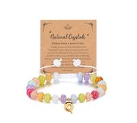 Zysta Bracciale Perline Colorate in Pietre Naturali Personalizzato Iniziale per Donna Bracciale Perline Abaco avec Ciondolo Lettera a Bolla in Acciaio Braccialetto Identificativo Regolabile (9 Colori)