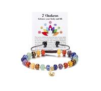 Zysta Bracciale Perline Colorate in Pietre Naturali Personalizzato Iniziale per Donna Bracciale Perline Abaco avec Ciondolo Lettera a Bolla in Acciaio Braccialetto Identificativo Regolabile (7 Chakra)