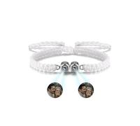 Zysta Bracciale Proiezione Personalizzato 2 Foto Immagine per Donna Uomo Bracciale Corda Intrecciata Porta Foto Dentro Personalizzabile Unisex Braccialetto Memoriale Regalo Coppia Famiglia (Bianco)